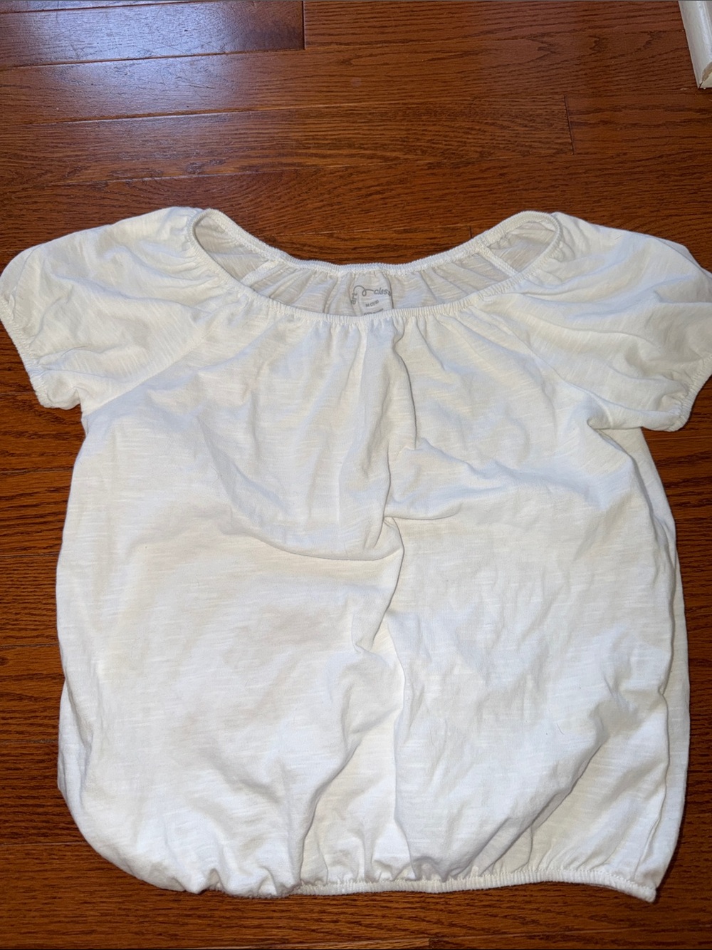 Girls White Short Sleeve Bubble Hem Top